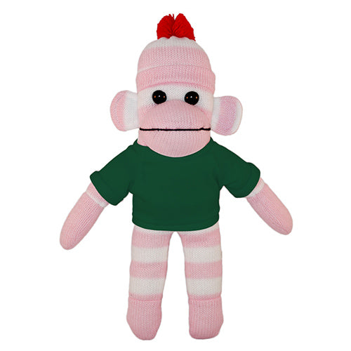 Soft Plush Pink Sock Monkey with Tee