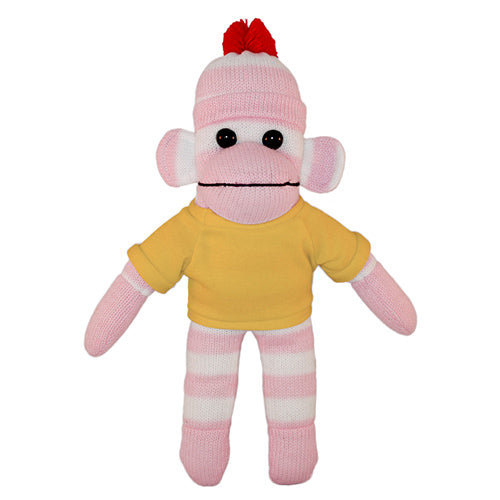 Soft Plush Pink Sock Monkey with Tee