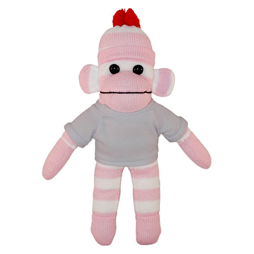 Soft Plush Pink Sock Monkey with Tee