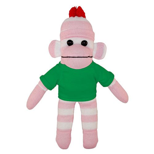 Soft Plush Pink Sock Monkey with Tee