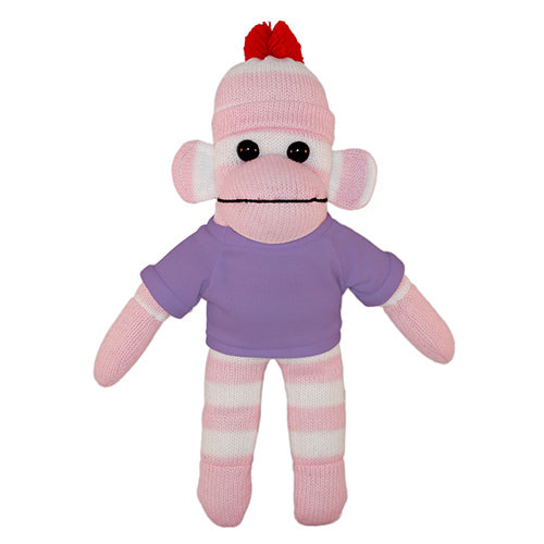 Soft Plush Pink Sock Monkey with Tee