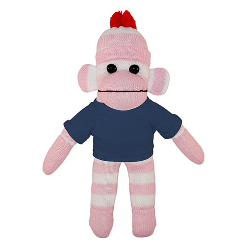 Soft Plush Pink Sock Monkey with Tee