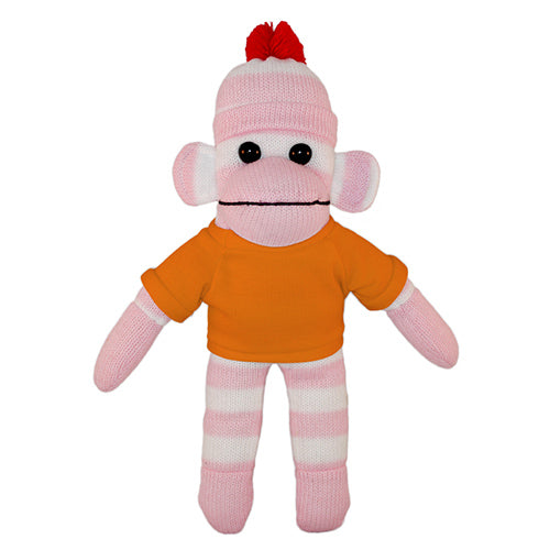 Soft Plush Pink Sock Monkey with Tee