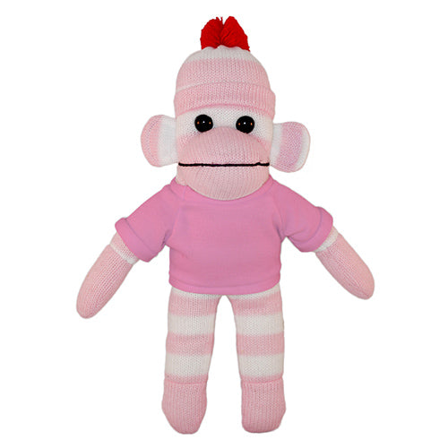 Soft Plush Pink Sock Monkey with Tee