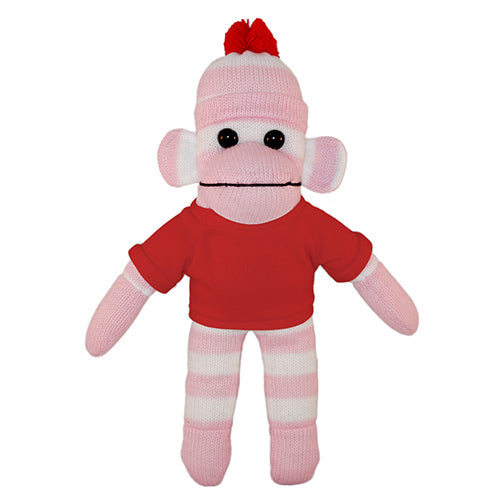 Soft Plush Pink Sock Monkey with Tee