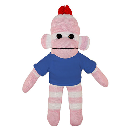 Soft Plush Pink Sock Monkey with Tee