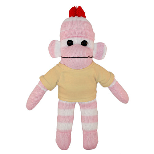 Soft Plush Pink Sock Monkey with Tee