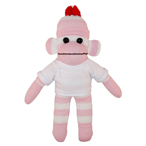 Soft Plush Pink Sock Monkey with Tee