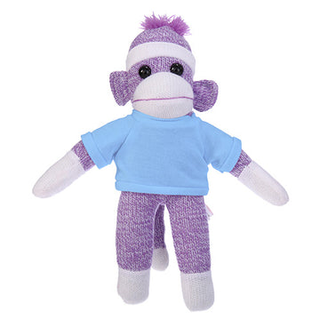 Soft Plush Purple Sock Monkey with Tee