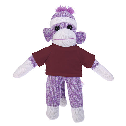Soft Plush Purple Sock Monkey with Tee