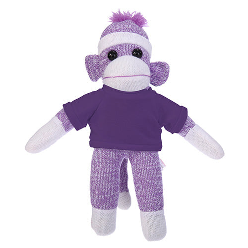 Soft Plush Purple Sock Monkey with Tee