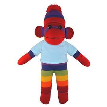 Soft Plush Rainbow Sock Monkey with Tee
