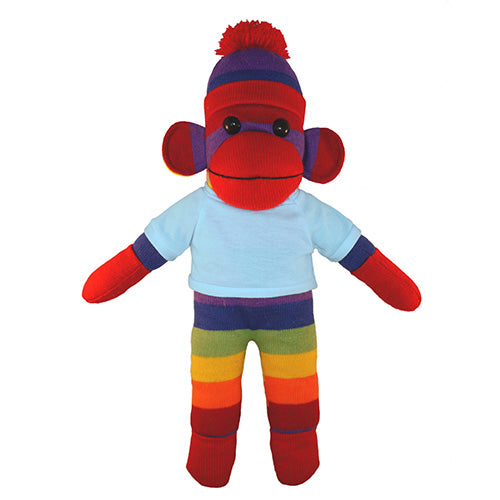 Soft Plush Rainbow Sock Monkey with Tee