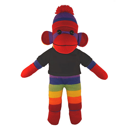 Soft Plush Rainbow Sock Monkey with Tee