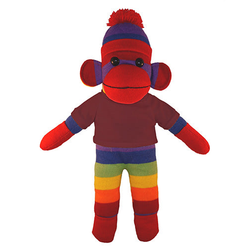 Soft Plush Rainbow Sock Monkey with Tee