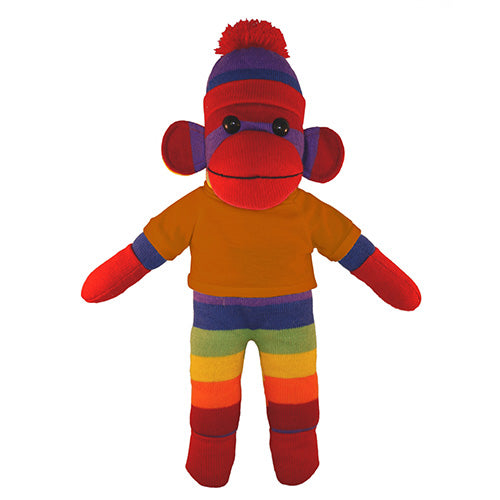Soft Plush Rainbow Sock Monkey with Tee