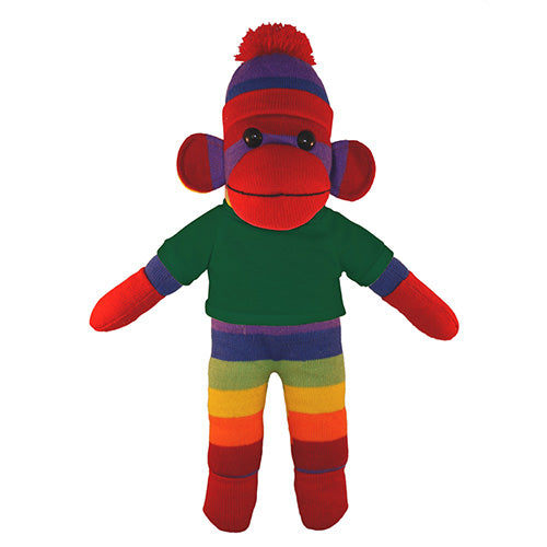 Soft Plush Rainbow Sock Monkey with Tee