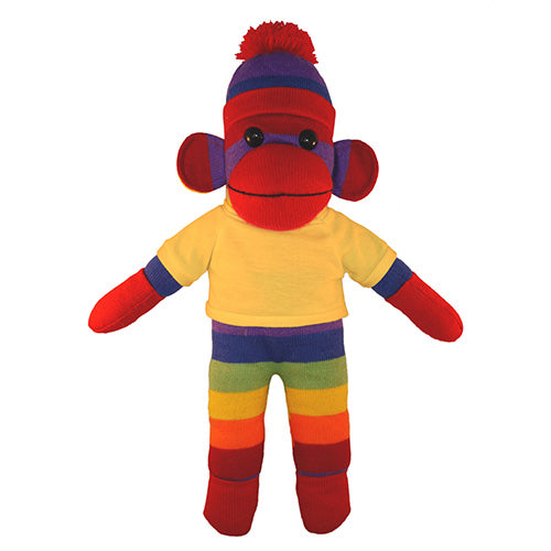 Soft Plush Rainbow Sock Monkey with Tee