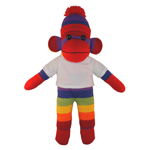 Soft Plush Rainbow Sock Monkey with Tee