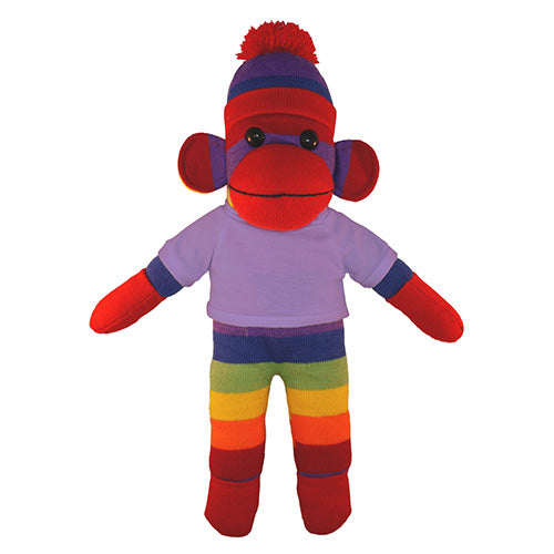 Soft Plush Rainbow Sock Monkey with Tee