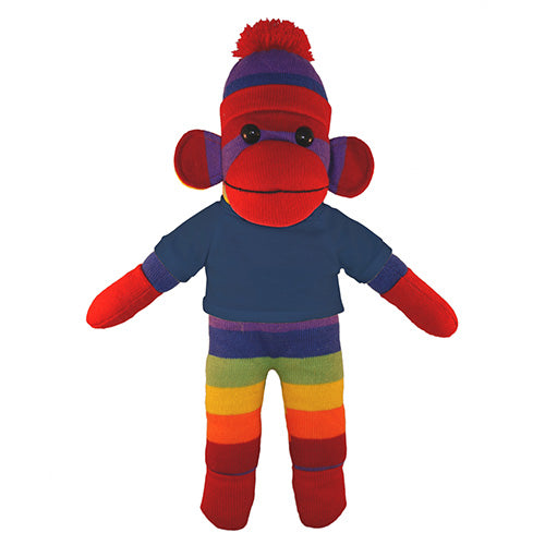 Soft Plush Rainbow Sock Monkey with Tee