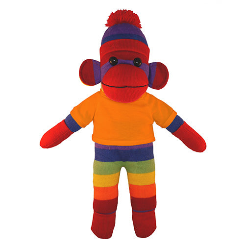 Soft Plush Rainbow Sock Monkey with Tee