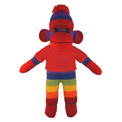 Soft Plush Rainbow Sock Monkey with Tee