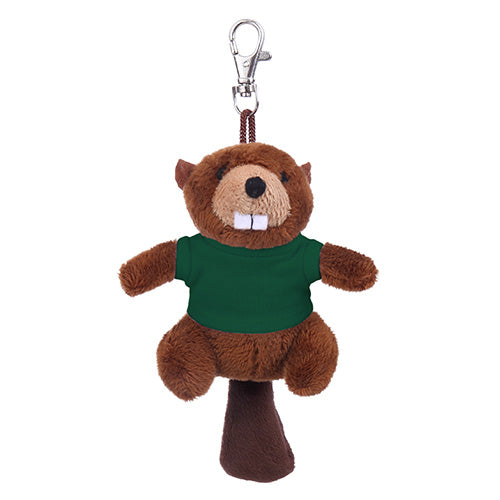 Soft Plush Beaver Keychain with Tee green