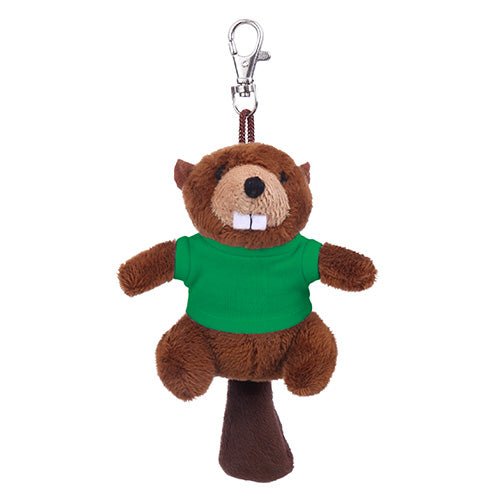 green Soft Plush Beaver Keychain with Tee