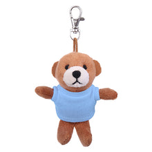 Soft Plush Brown Teddy Bear Keychain with Tee baby blue