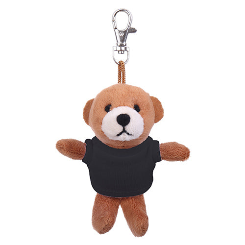 Soft Plush Brown Teddy Bear Keychain with Tee black