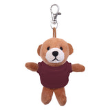 Soft Plush Brown Teddy Bear Keychain with Tee burgundy