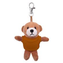 Soft Plush Brown Teddy Bear Keychain with Tee orange