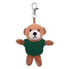 Soft Plush Brown Teddy Bear Keychain with Tee green