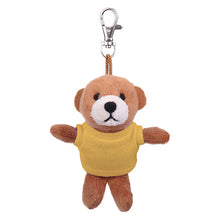 Soft Plush Brown Teddy Bear Keychain with Tee yellow