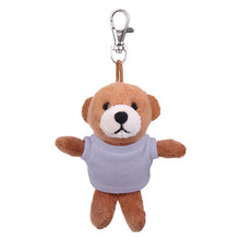 Soft Plush Brown Teddy Bear Keychain with Tee gray