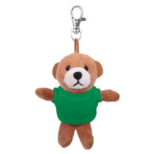 Soft Plush Brown Teddy Bear Keychain with Tee kelly green