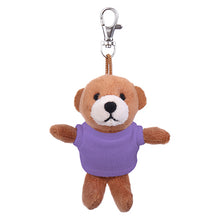 Soft Plush Brown Teddy Bear Keychain with Tee Lavendar