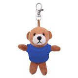 Soft Plush Brown Teddy Bear Keychain with Tee royal blue