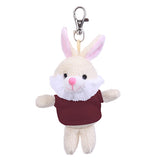 Soft Plush Bunny Keychain with Tee maroon