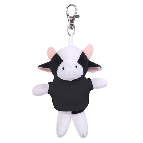 Soft Plush Cow Keychain with Tee black