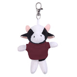 Soft Plush Cow Keychain with Tee burgundy