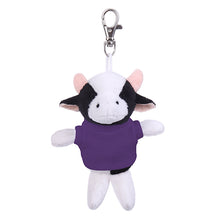 Soft Plush Cow Keychain with Tee purple