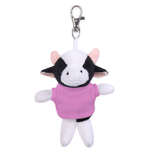 Soft Plush Cow Keychain with Tee pink