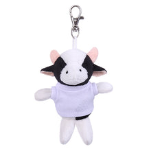 Soft Plush Cow Keychain with Tee white