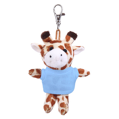 Soft Plush Giraffe Keychain with Tee blue