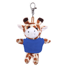 Soft Plush Giraffe Keychain with Tee royal blue