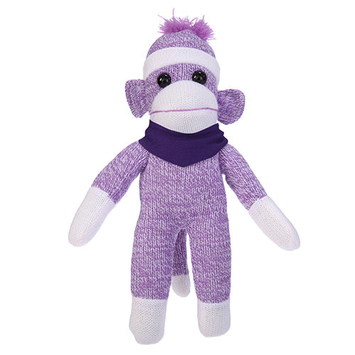 Purple Sock Monkey Plush with Bandana