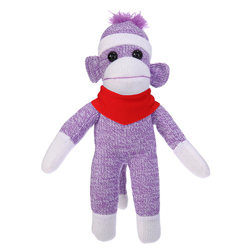 Purple Sock Monkey Plush with Bandana