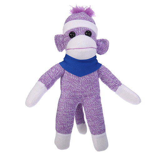 Purple Sock Monkey Plush with Bandana